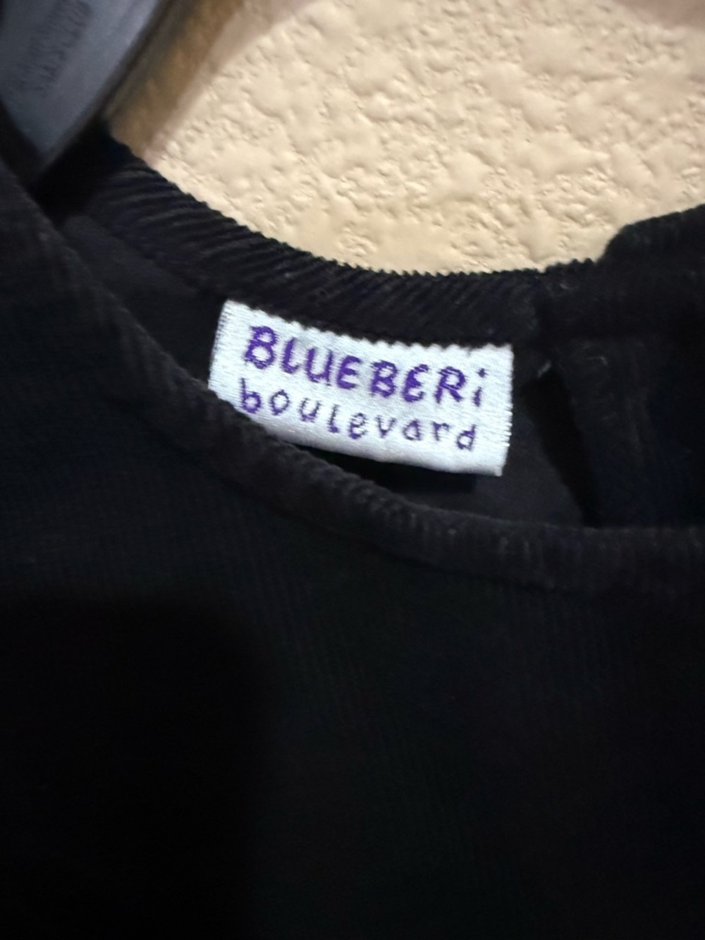 Blueberi Boulevard Girls' Black Velvet Floral Trim Dress - Picture 2 of 3